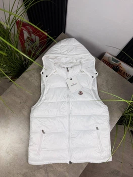 Безрукавка Moncler с NFC чипом жилетка белая сеьемный капюшон L 4464