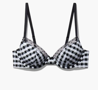 Бюстгальтер Savage X Fenty Gingham без уплотнителя на косточках Черно-белый в клеточку 32A (FENTY2147112)