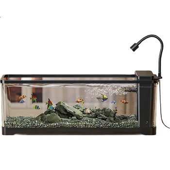 Аквариум KUOTING Stream Aquarium 2025, новая модель, интегрированная система оксигенации, ленивый экологический ландшафт, боковой фильтр, аквариум для ручья [черный]