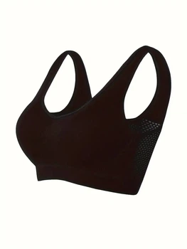 Комфортный женский топ с дышащими вставками Черный, 6XL