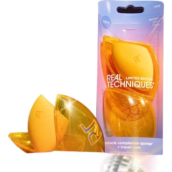 Набір губок для макіяжу Real Techniques Holiday Limited Edition, насичено-рожеві губки для макіяжу + футляр