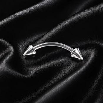 Серьга микробанан для пирсинга «Двойные конусы» Asteel Прозрачная накрутка 3 мм биопласт 8 мм