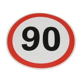 Знак наклейка обмеження швидкості "90" кругла d 130 мм ПАКПРИНТ (39770)