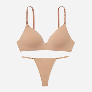Комплект женского белья (бюстгальтер + трусики-танга) Victoria's Secret 505447882 40D/2XL Бежевый (1161850383)