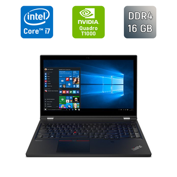 Мобильная рабочая станция Lenovo Thinkpad P15 Gen 1 / 15.6" (3840x2160) IPS / Intel Core i7-10850H (6 (12) ядер по 2.7 - 5.1 GHz) / 16 GB DDR4 / 512 GB SSD / nVidia Quadro T1000, 4 GB GDDR5, 128-bit / WebCam / TouchID б/у
