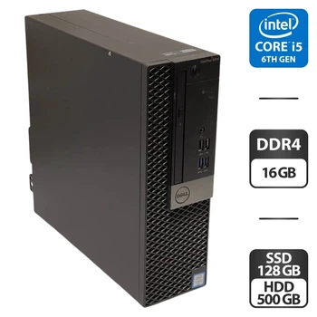 Компьютер Dell OptiPlex 5050 SFF / Intel Core i5-6500 (4 ядра по 3.2 - 3.6 GHz) / 16 GB DDR4 / 128 GB SSD M.2 + 500 GB HDD / Intel HD Graphics 530 / DVD-ROM / Windows 10 Pro б/у