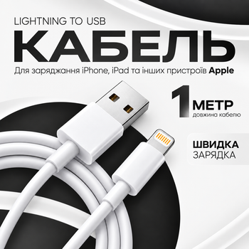 Кабель для зарядки iPhone apple lightning быстрая зарядка iPad Data Cable fast charge с разъемом Apple Lightning to USB зарядка 1м