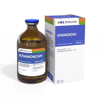 Ін'єкційний антибактеріальний препарат для тварин Biotestlab Кламоксан суспензія - 100 мл