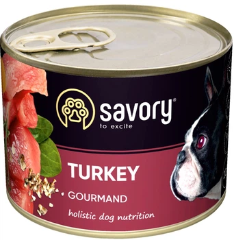 Вологий корм для дорослих собак Savory з індичкою 200 г (30501) (4820232630501)