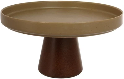 Блюдо-подставка фарфоровая для десертов Natural Serving Grey Ø21 см на деревянной ножке