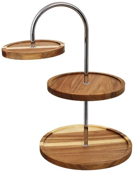 Этажерка трёхъярусная деревянная Wooden Rock Ø15/20/25 см высота 39 см коричневая
