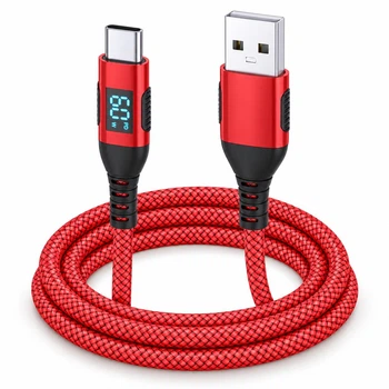 Кабель USB-A - Type-C Stone 60W 1 м LED-дисплей нейлоновая оплетка (ST-USBA-CLED-1M)