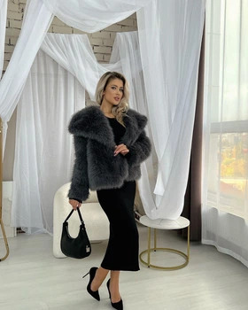 Шуба вкорочена - Classyme - L - Сріблясто-сірий - (22sh)