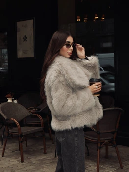 Шуба вкорочена - Classyme - L - Світло-сірий - (22sh)