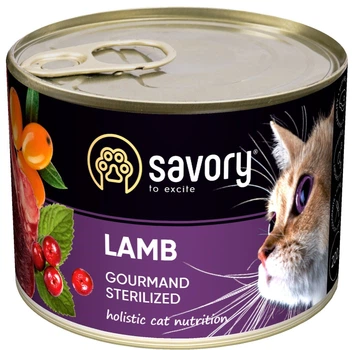 Вологий корм для стерилізованих котів Savory з ягням 200 г (30723) (4820232630723)