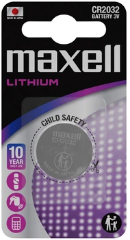 Батарейка літієва (таблетка) Maxell CR2032 blister 1 шт (4902580103040)