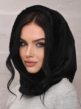 Женский капор Alpaca на кнопках из экомеха черный