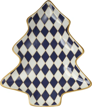 Тарілка сервірувальна MBM HOME Graphic Ritual синя з білим (KP-157 BLUE/WHITE)