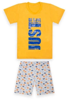 Пижама детская для мальчика "Be cool" Gabbi PGM-22-4 лето р.128 оранжевый/серый (13188) 5153832