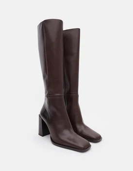Чоботи MANGO Square Toe Leather W Коричневий 39 37097109 32