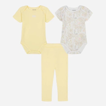 Дитячий комплект (боді 2 шт + штанці) для дівчинки Calvin Klein 730659920 56 см Жовтий/Бежевий (1159850689)