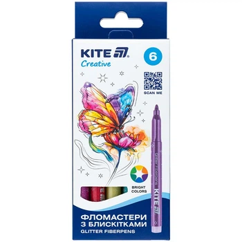 Фломастери з блискітками 6кольорів KITE K-1147 Kite Creative