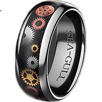 Кольцо ручной работы SEAGULL Starry Sky Gear, подарок для парня/девушки, размер 07, одно кольцо, 07