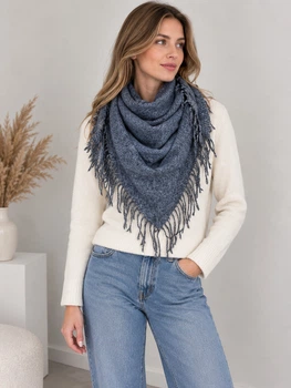 Жіноча хустка бактус тепла Cashmere темно-синя