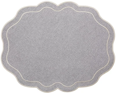 Набір 6 тканинних сервірувальних серветок (плейсмат) "Wave Linen" 40x50см сіри