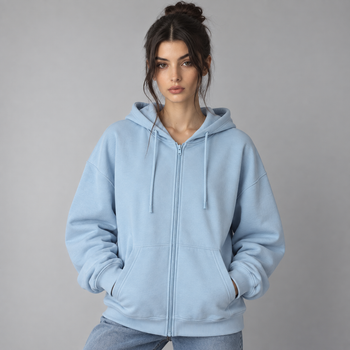 Худи зип без флиса голубое женское XL-2XL (HzBluw)