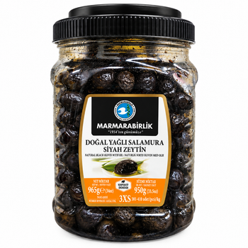 Чорні в’ялені оливки Marmarabirlik Dogal Yagli Salamura Siyah Zeytin 965г 3XS