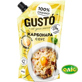 Соус Карбонара 30 дой пак Gusto ТМ Оліс вага упаковки 180 грам
