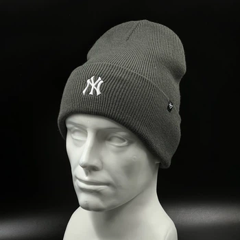 Зимняя серая шапка 47 brand New York Yankees Base Runner B-BRNCK17ACE-CC