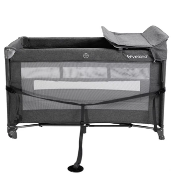 Дитяче ліжко-манеж VELANO TINO Dark Grey з другим ярусом і пеленатором, приставне, до 15 кг