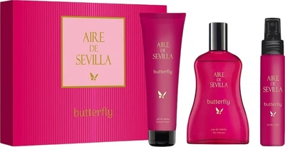 Zestaw dla kobiet Instituto Espanol Aire de Sevilla Butterfly Woda toaletowa 100 ml + Żel pod prysznic 100 ml + Spray do ciała 50 ml (8411047136959)