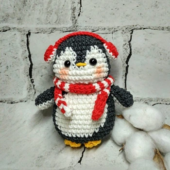 Мягкая игрушка ручной работы вязаная амигуруми Hand Made Пингвин 12 см 218-7