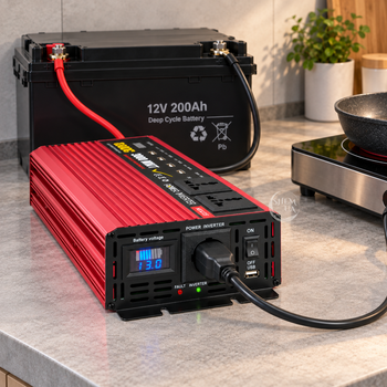 Інвертор перетворювач напруги 12В–220В UKC 3000W з дисплеєм, 3 розетками та 5 USB, для резервного живлення дому й техніки від АКБ 12В, реальна номінальна потужність 1800Вт, пікова 3600Вт, AR-3000M