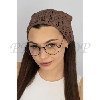 Косынка ажурная бандана женская котоновая Braxton 1574 Универсальный Коричневый