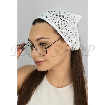 Косынка ажурная бандана женская котоновая Braxton 1576 Универсальный Белый