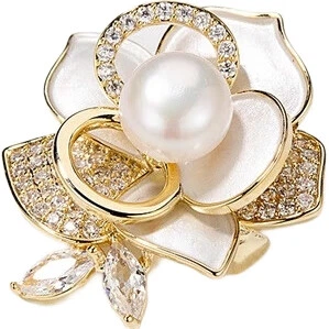 Брошка Qlady Camellia, розкішний жіночий корсаж з легкою прісноводною перлиною високого класу, шовкова хустка з пряжкою, аксесуар для одягу, подарунок на день народження