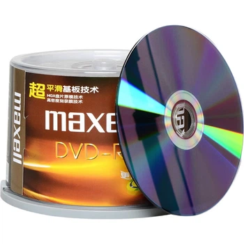 Диски для записи DVD-R Maxell, чистые оптические диски, скорость 16x, емкость 4,7 ГБ, серия «Офис», фиолетово-черные полосы, оптовая упаковка из 50 штук.