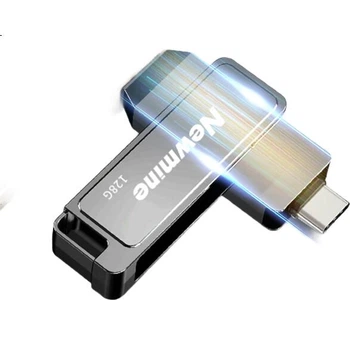 USB-накопитель Newmine NM-R128S 128 ГБ с двойным интерфейсом, разъемом USB Type-C, металлическим корпусом, вращающимся диском, высокой скоростью чтения/записи, подходит для бизнеса, офиса и кабинета.