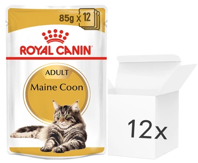 Opakowanie mokrej karmy dla dorosłego kota ROYAL CANIN Maine Coon - saszetki 12 x 85 g (9003579001202)