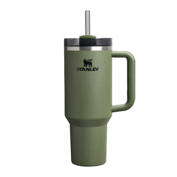 Термокухоль з трубочкою Stanley Quencher H2.O FlowState Tumbler 1,18 л з подвійною вакуумною ізоляцією, з нержавіючої сталі, зелений
