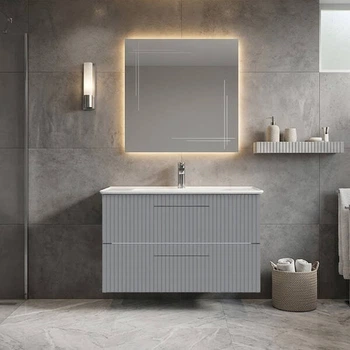 Тумба Creavit E10 E10.LD085.2CK.GRI консольна сірий з раковиною Erine 85 см