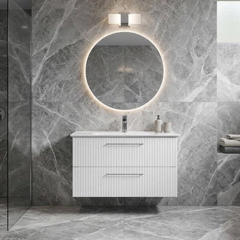 Тумба Creavit E10 E10.LD085.2CK.BYZ консольна білий з раковиною Erine 85 см