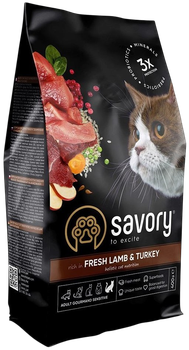 Sucha karma dla kotów z wrażliwym układem trawiennym Savory Adult Cat Sensitive Digestion Fresh Lamb and Turkey ze świeżą jagnięciną i indykiem 400 g (30075) (4820232630075)