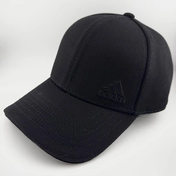 Бейсболка Котон з вишивкою Adidas Утеплена на флісі з вухами чорна S (55-56 см)