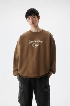 Світшот на флісі Pull & Bear бежевий з принтом KGOBY526 XL