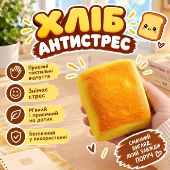 Игрушка антистресс Сквиш Хлеб, детский мягкий сквеш хлебец, антистресс игрушка 008198